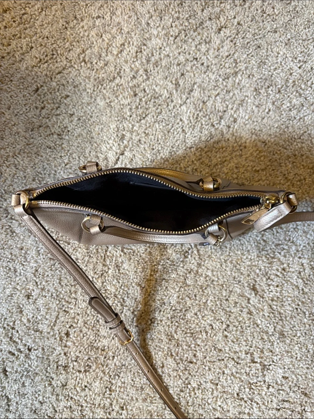 Coach Pebbled Leather Mini Satchel in Taupe with Gold Hardware